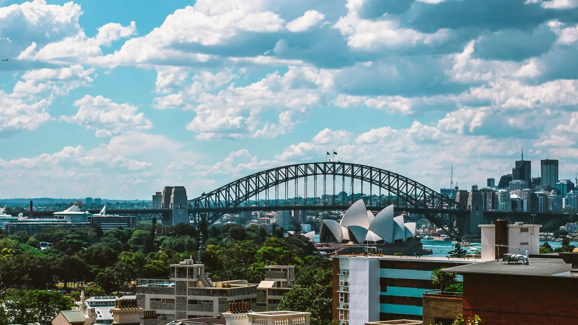 Sydney Harbour Bridge and Opera House on a clear day, Australia